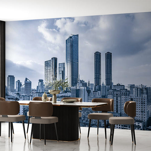 Modern Cityscape Skyline Wall Mural - Urban High-Rise Buildings and Skyscrapers