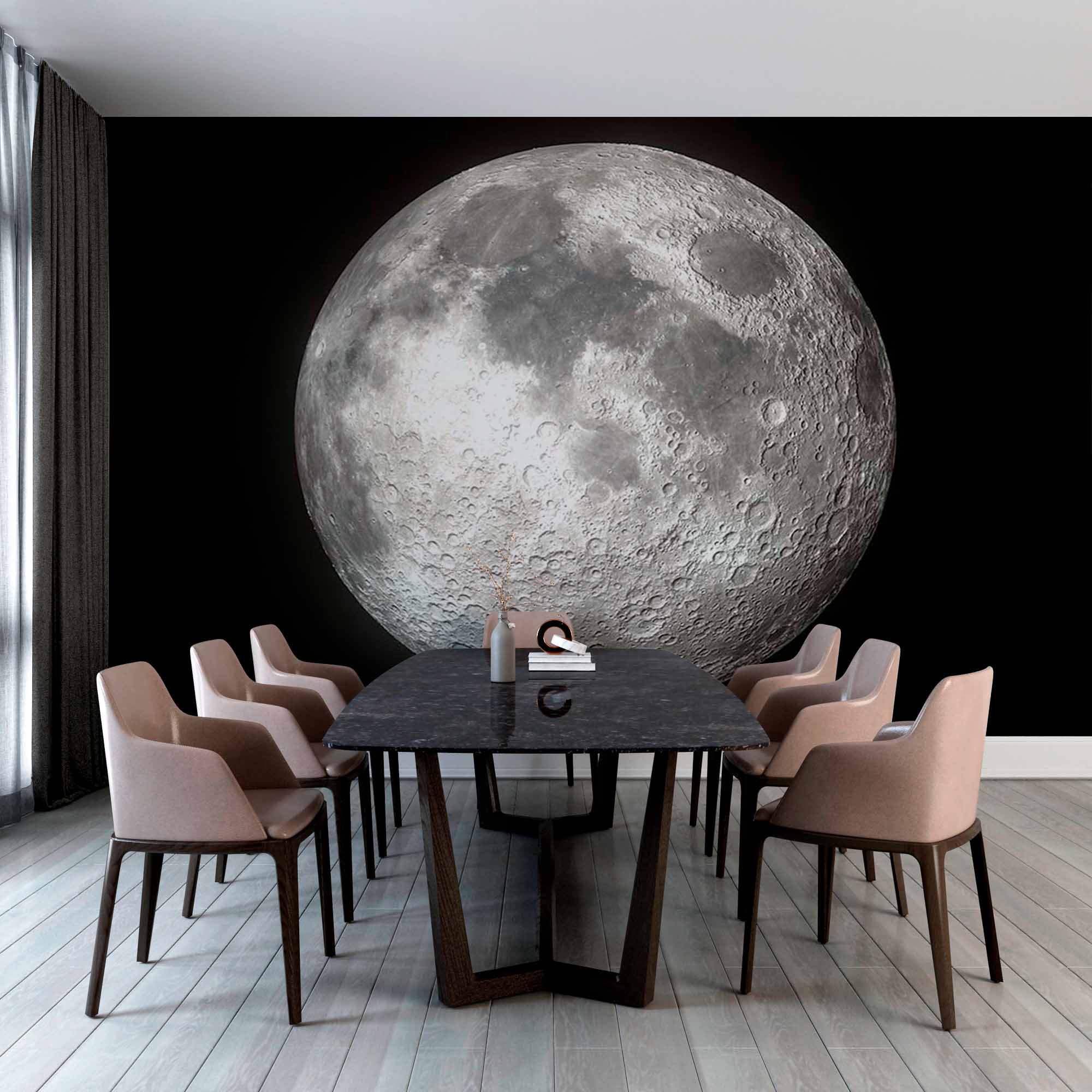 Realistic Full Moon Wall Mural Wallpaper - High Definition Lunar Surface