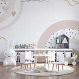 Boho Rainbow Wallpaper Neutral Nursery Decor for Kids Room