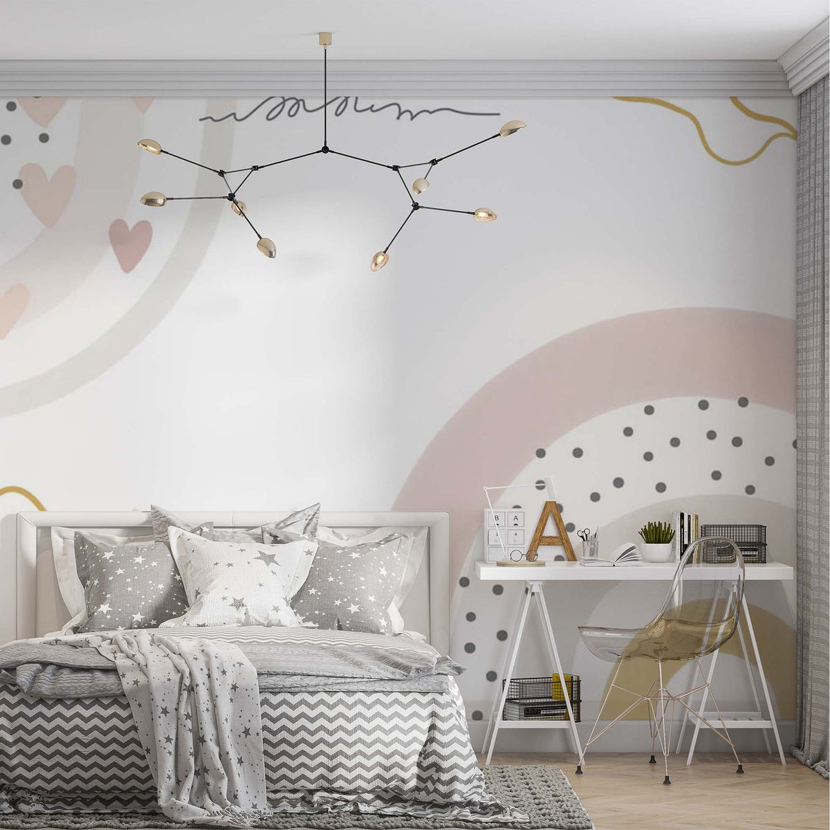 Boho Rainbow Wallpaper Neutral Nursery Decor for Kids Room