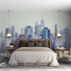 Custom Iconic New York City Skyline Wall Mural - Snowy Winter Urban Landscape