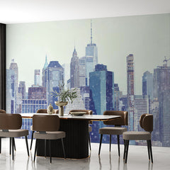 Custom Iconic New York City Skyline Wall Mural - Snowy Winter Urban Landscape