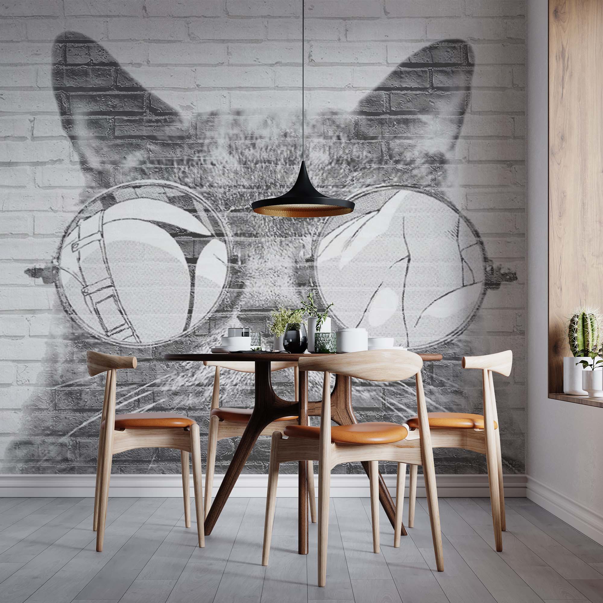 Black and White Cat in Sunglasses Wall Mural Modern Animals Wallpaper