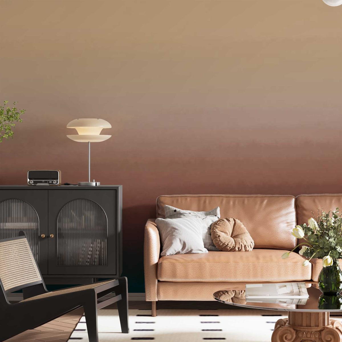 Custom Abstract Wall Mural Saddle Brown Beige Gradient Wallpaper