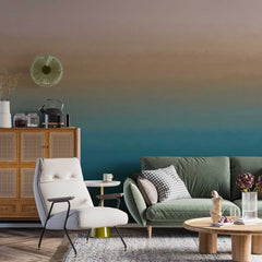 Custom Abstract Wall Mural Teal Blue Beige Gradient Wallpaper