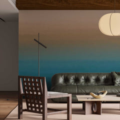 Custom Abstract Wall Mural Teal Blue Beige Gradient Wallpaper