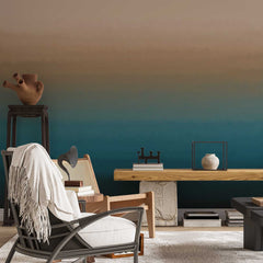 Custom Abstract Wall Mural Teal Blue Beige Gradient Wallpaper