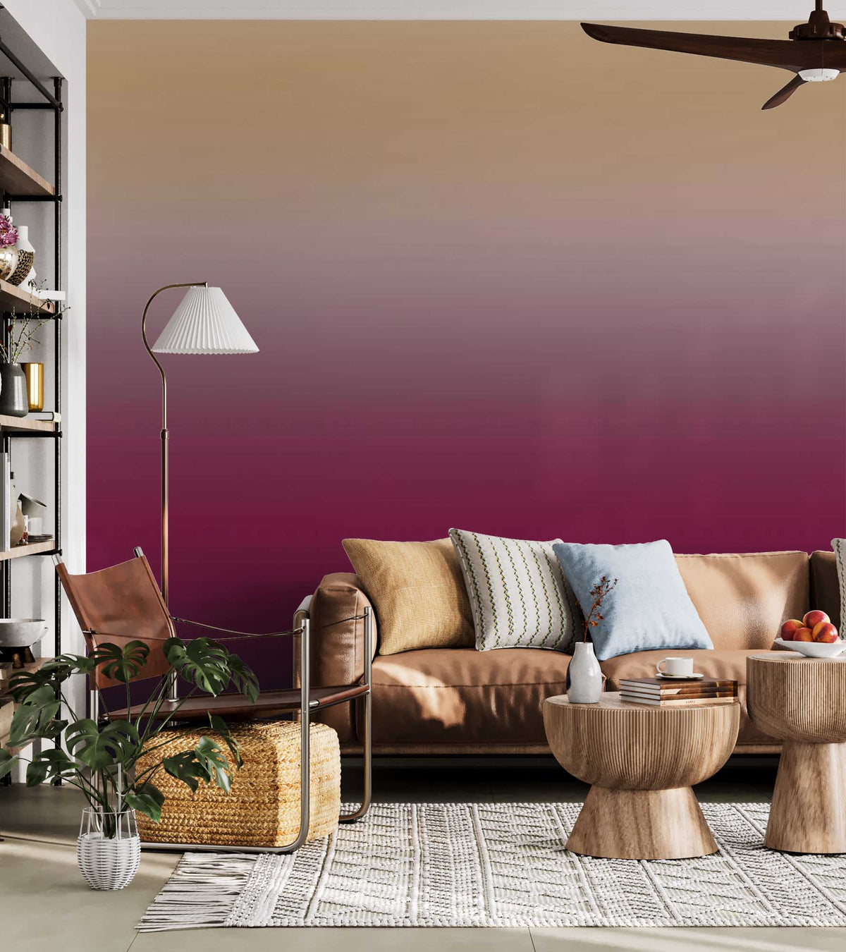 Custom Abstract Wall Mural Deep Wine Undertones Gradient Wallpaper