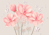 Delicate Pink Flowers and Butterflies Wall Mural - Soft Floral Wallpaper for Tranquil Spaces