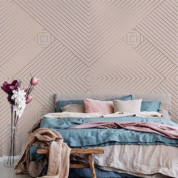 Modern Geometric Chevron Pattern Wallpaper in Soft Peach