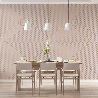 Modern Geometric Chevron Pattern Wallpaper in Soft Peach