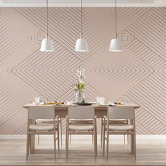 Custom Modern Geometric Chevron Pattern Wallpaper in Soft Peach