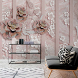 3D Beaded Floral Art Wallpaper Mural