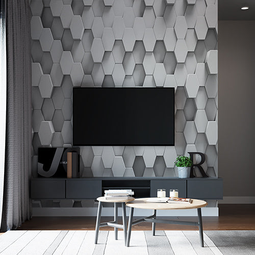 3D Hexagonal Pattern Wallpaper in White