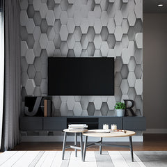 Custom 3D Hexagonal Pattern Wallpaper in White