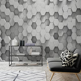 3D Hexagonal Pattern Wallpaper in White