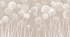 Custom Neutral Beige Dandelion Seed Head Wallpaper Soft White Botanical Wall Mural for Calm Interiors