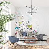 Modern Abstract Geometric Shapes and Cogs Wall Mural Wallpaper - Futuristic Pastel Design