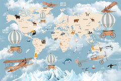 Custom Kids World Map Worldwide Wall Mural Decals Posters for Girls Boys Baby Wallpaper for Kids