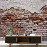 Rustic Exposed Brick Wall with Weathered Plaster Wall Murals