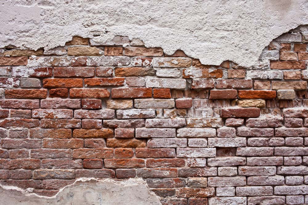 Rustic Exposed Brick Wall with Weathered Plaster Wall Murals