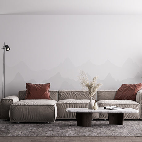 Minimalist Grayscale Mountain Silhouette Wall Mural Wallpaper