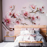 Elegant Pink Magnolia Floral Wallpaper