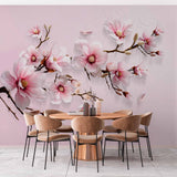 Elegant Pink Magnolia Floral Wallpaper