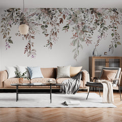 Custom Warm Floral and Leafy Mural
