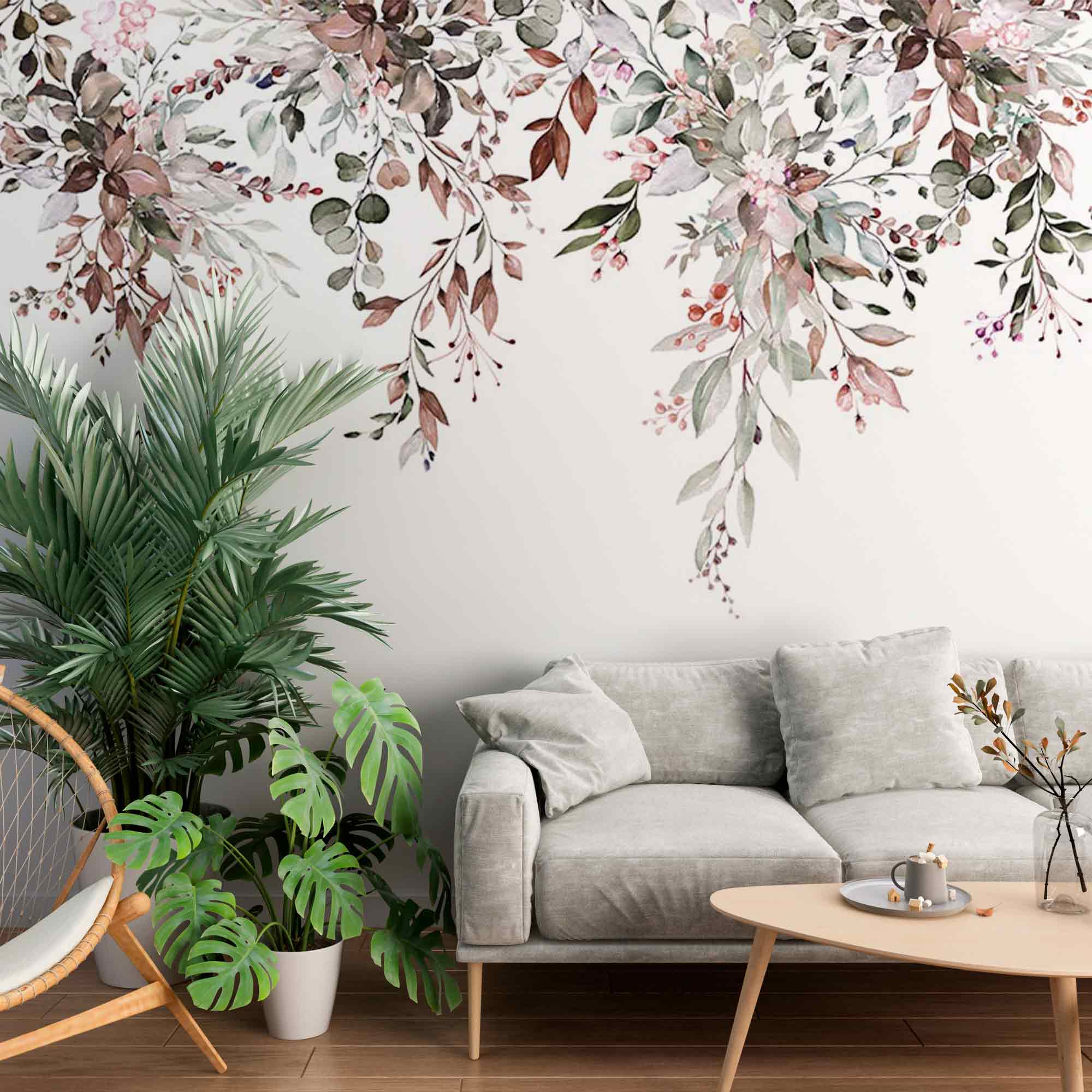 Botanical Wallpaper Floral Seamless Border Plant Motifs Tropical Wall Mural