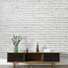 Custom Minimalist White Brick Wall Texture Wall Murals