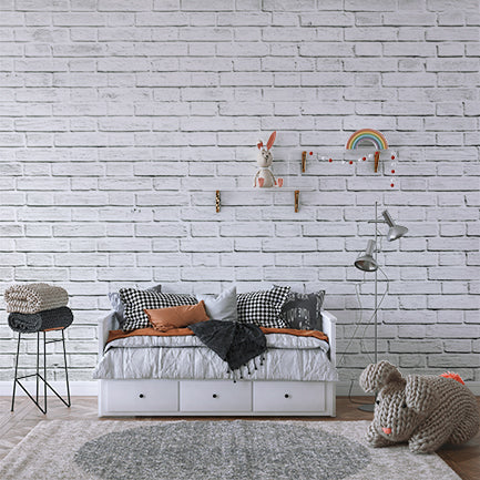 Minimalist White Brick Wall Texture Wall Murals