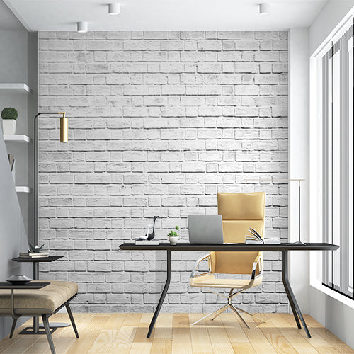 Minimalist White Brick Wall Texture Wall Murals