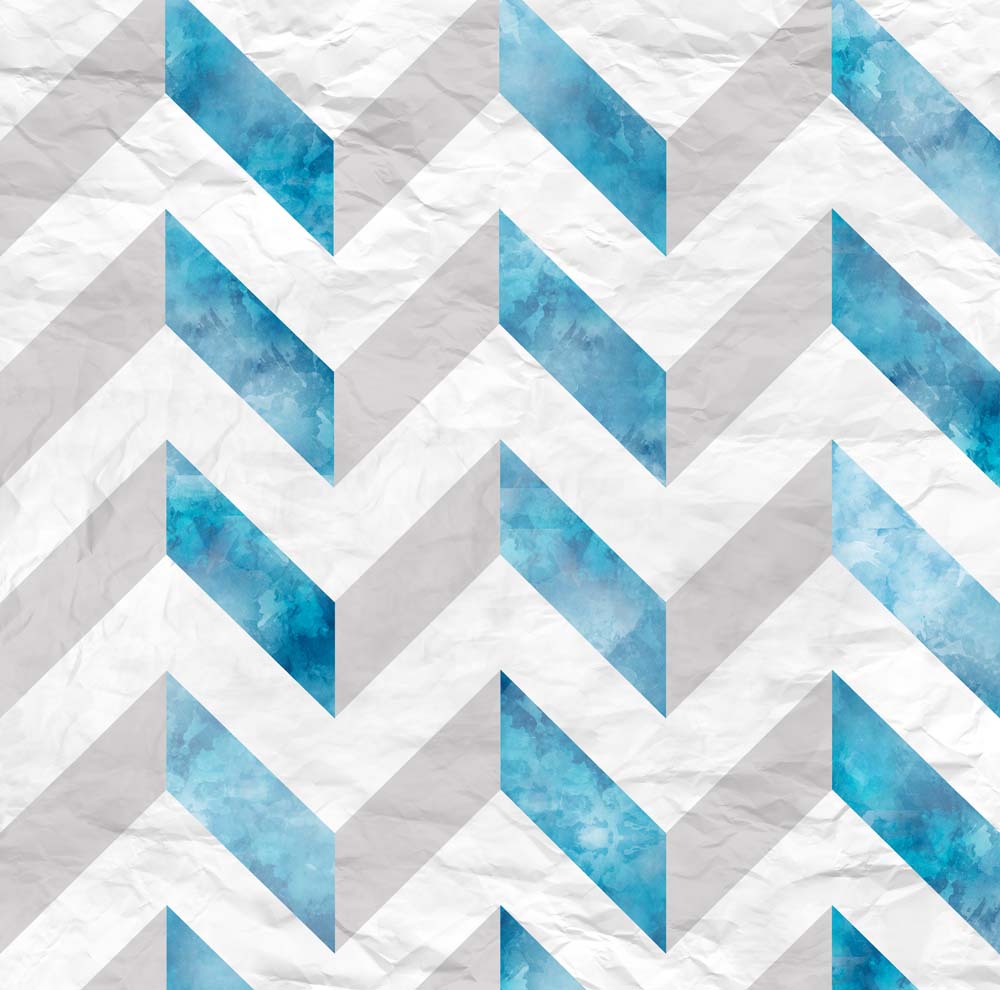 Textured Watercolor Chevron Pattern Wall Mural Wallpaper - Blue and White Zigzag Design