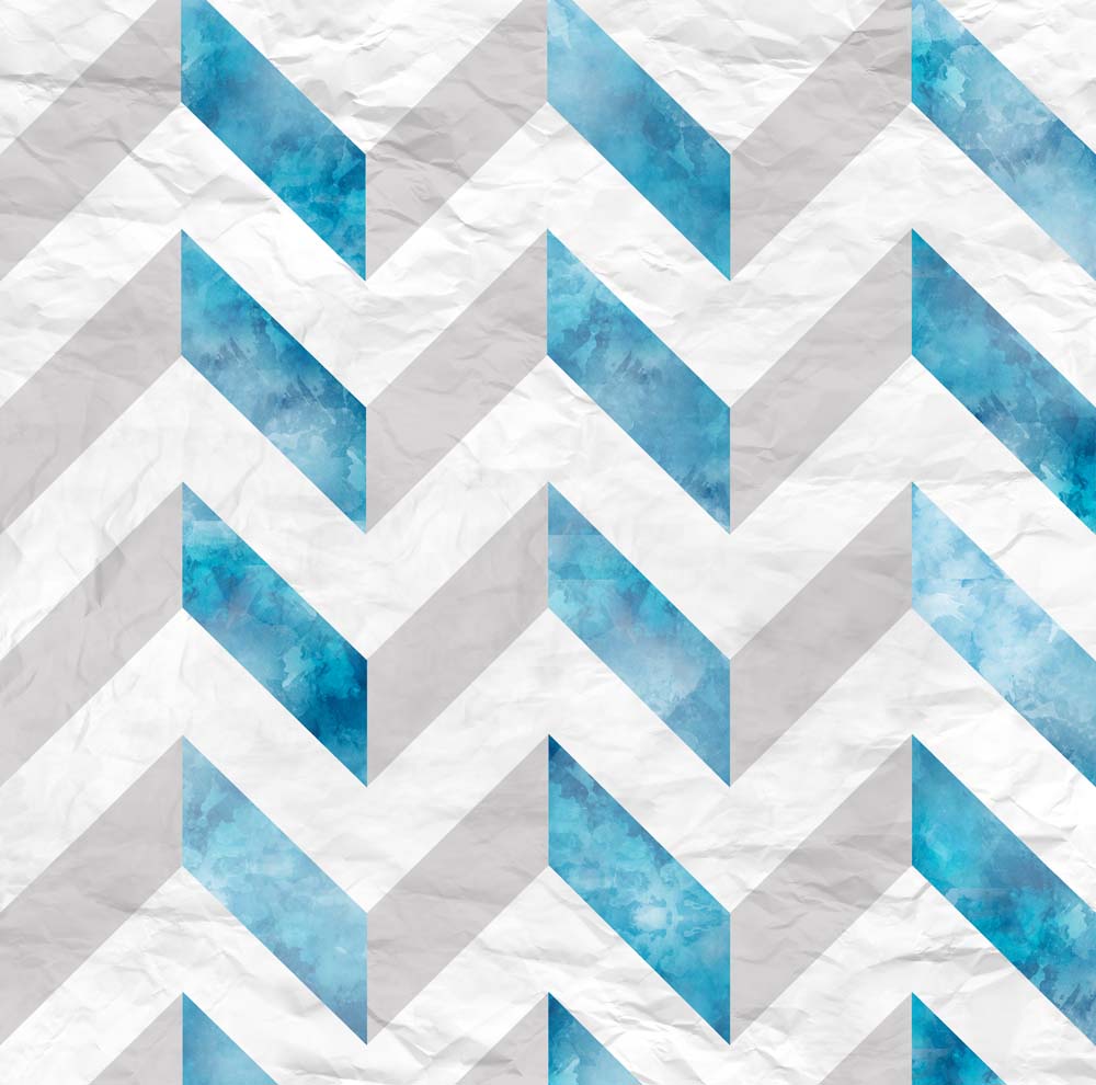 Blauw aquarel-chevronfotobehang – blauw-grijs zigzagpatroon