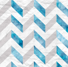 Custom Textured Watercolor Chevron Pattern Wall Mural Wallpaper - Blue and White Zigzag Design