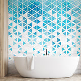 Abstract Watercolor Triangle Grid Wall Mural Wallpaper - Blue and White Crumpled Paper Design