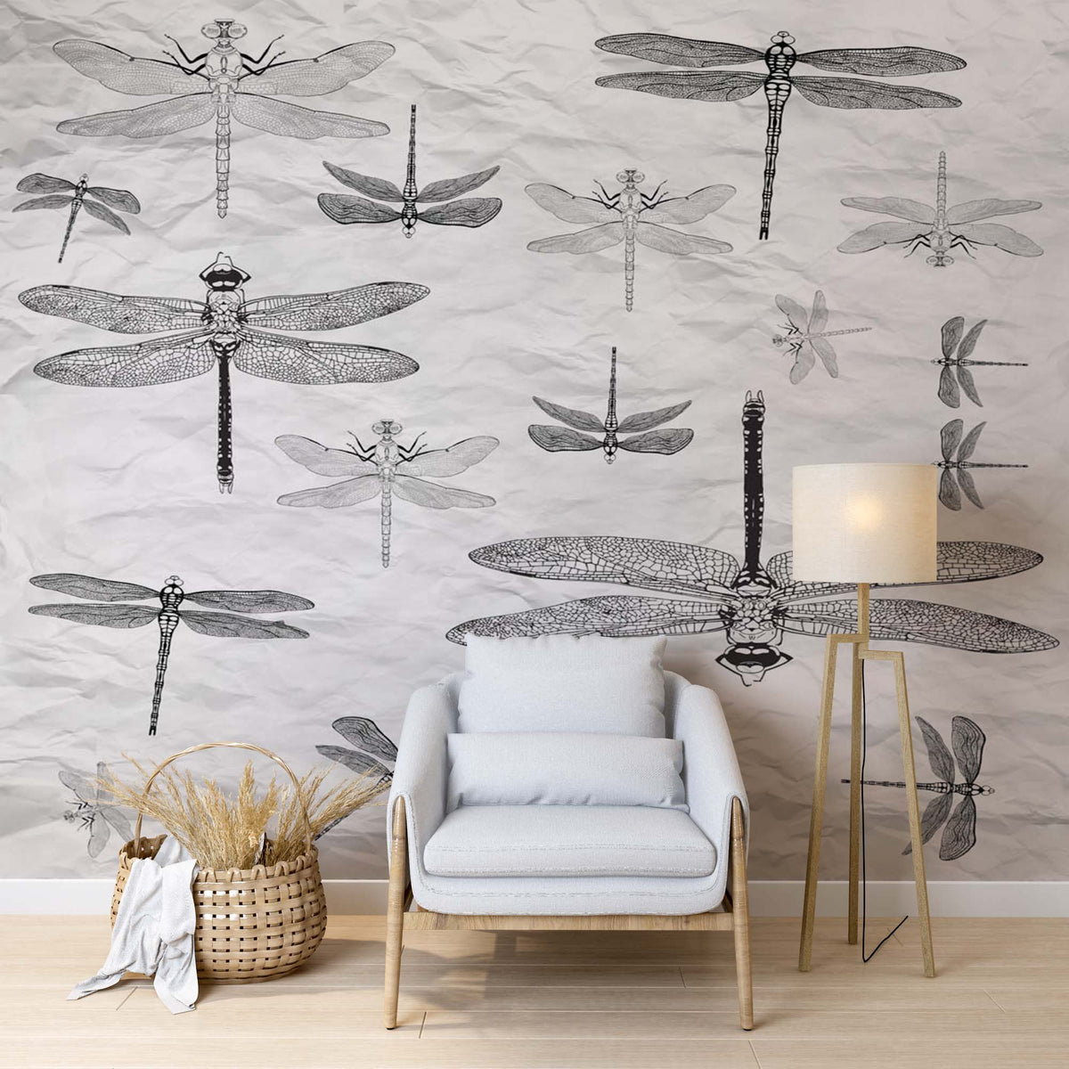 Dragonfly Wall Mural Paper Texture Minimal Design Wallpaper