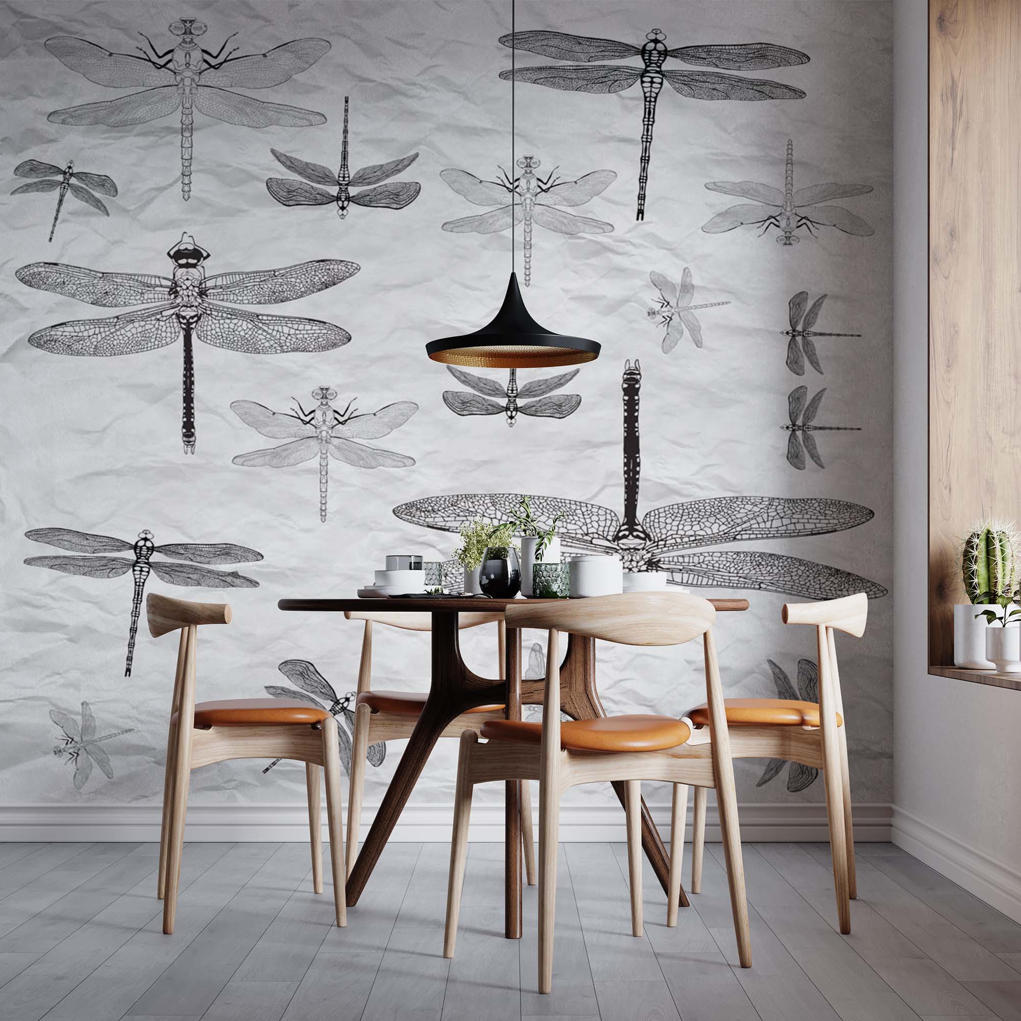 Dragonfly Wall Mural Paper Texture Minimal Design Wallpaper