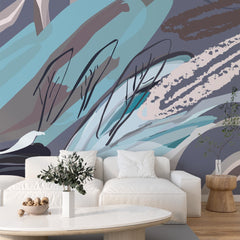 Custom Abstract Wall Mural Lines Brushstroke Wallpaper