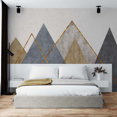Custom Geometric Mountain Wallpaper Modern Abstract Art Wall Mural Nature Inspired