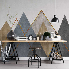 Custom Geometric Mountain Wallpaper Modern Abstract Art Wall Mural Nature Inspired