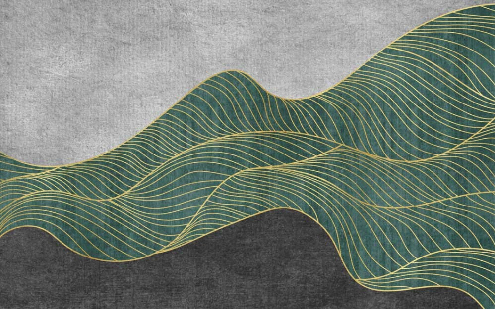 Fototapete Goldene Line-Art – Modernes geometrisches Wandbild