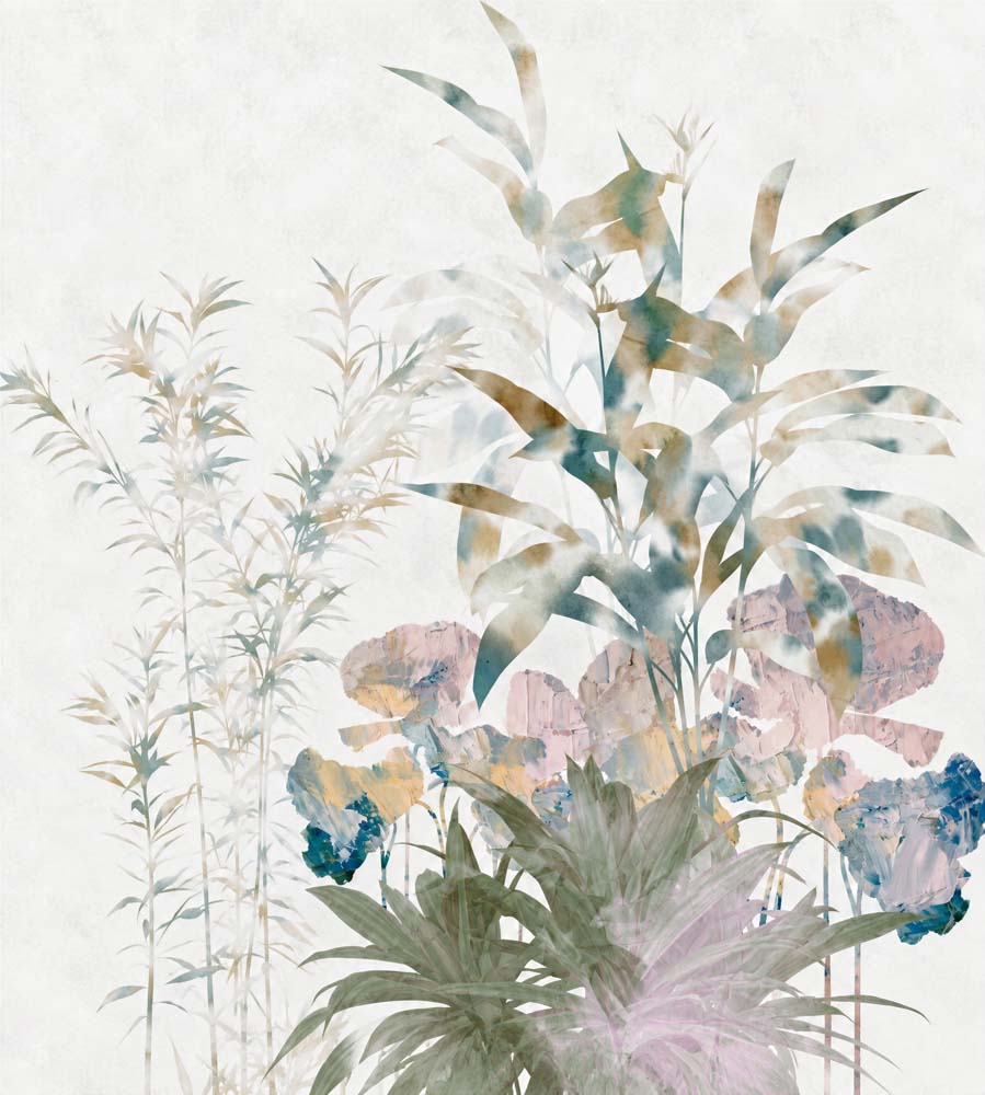 Papier peint bouquet de fleurs sauvages pastel – Panoramique botanique à l’aquarelle