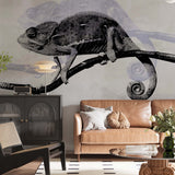 Black and White Chameleon Wall Mural Modern Animals Wallpaper