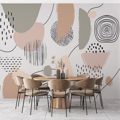 Custom Abstract Organic Shapes and Textures Wallpaper in Neutral Tones