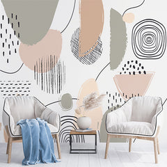 Custom Abstract Organic Shapes and Textures Wallpaper in Neutral Tones