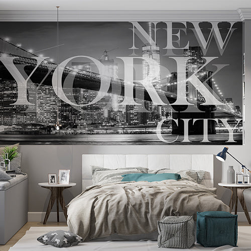 Custom Black and White New York City Skyline Wall Mural Brooklyn Bridge Wallpaper