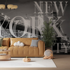 Custom Black and White New York City Skyline Wall Mural Brooklyn Bridge Wallpaper