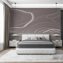 Custom Minimalist White Lines on Mauve Background Abstract Wallpaper